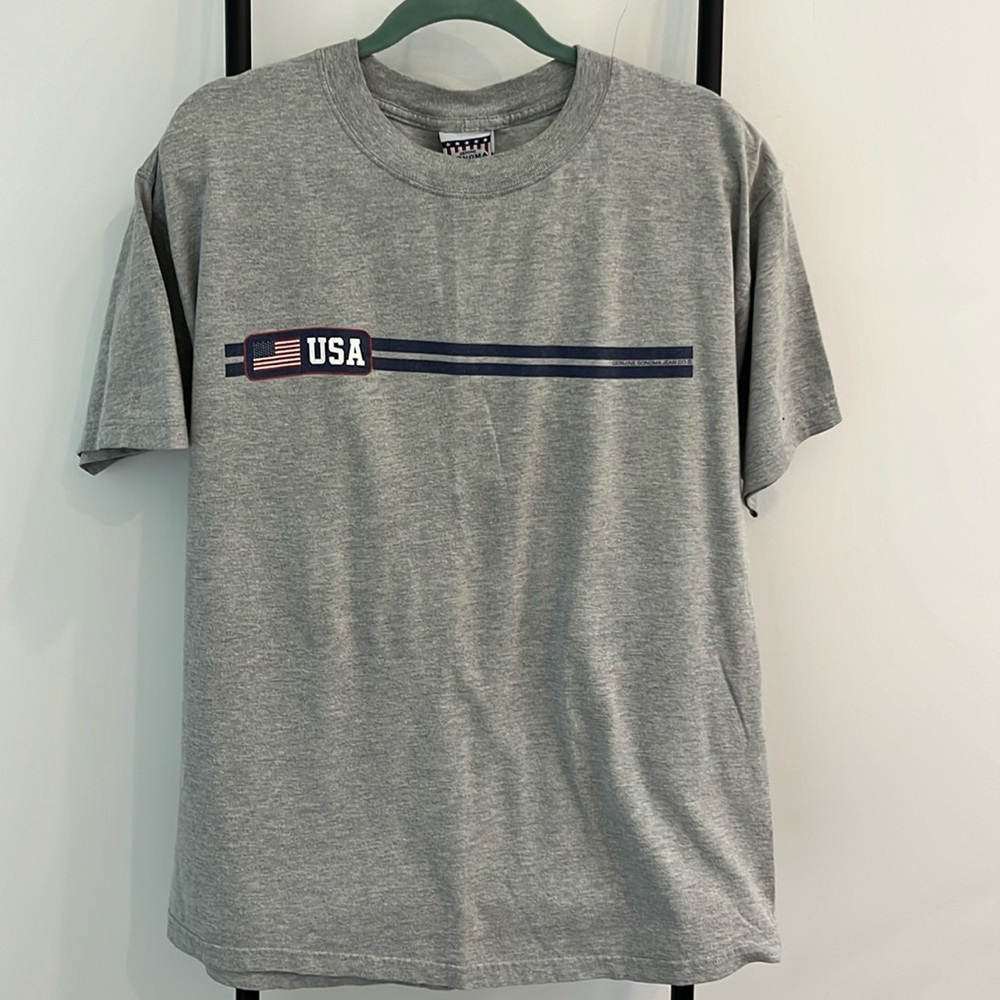 Genuine Sonoma Jean company Gray Short Sleeve Cotton Blend Men Size L Y2K